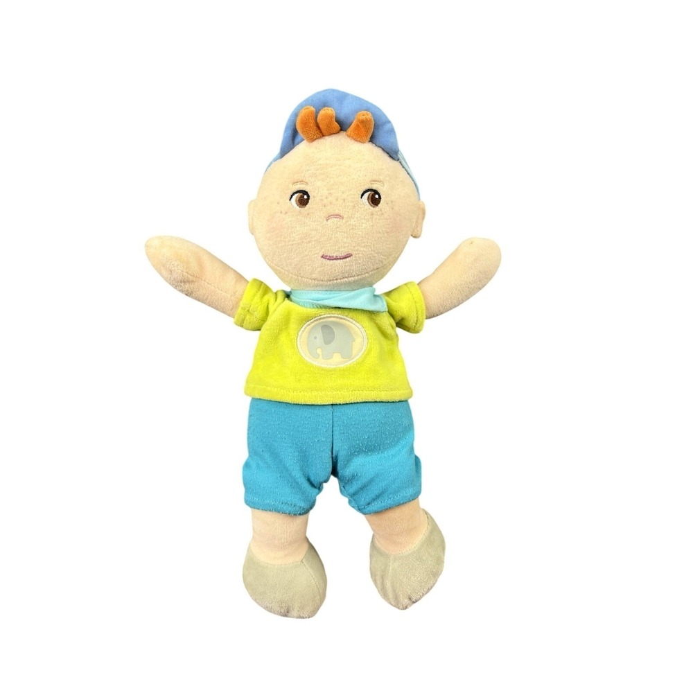 HABA‎ Soft Cloth Boy Doll Plush 13" Blue Outfit Elephant Shirt Stuffed Toy
